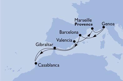 Cruise - mediterranean - Italy,Spain,Morocco,Gibraltar,France